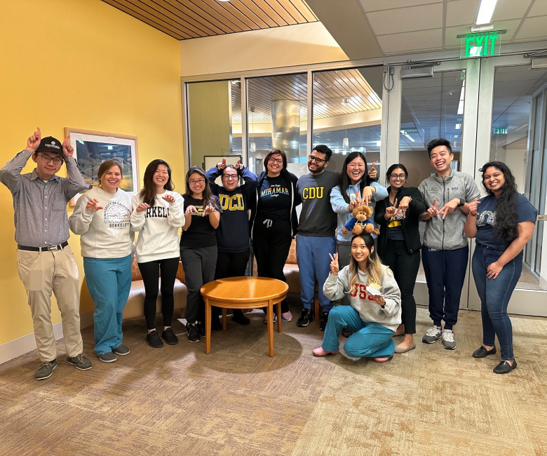 Halloween outfit and laughing